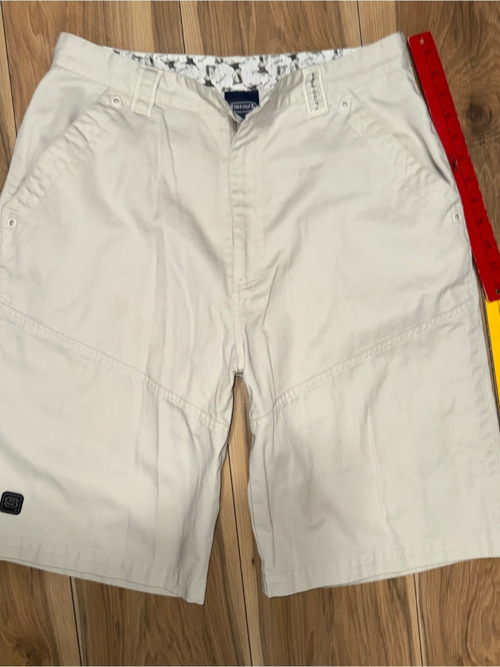 Y2K Sideout Cargo Shorts Men 34 Tan Baggy Loose 11" Inseam Skate Surf *no button